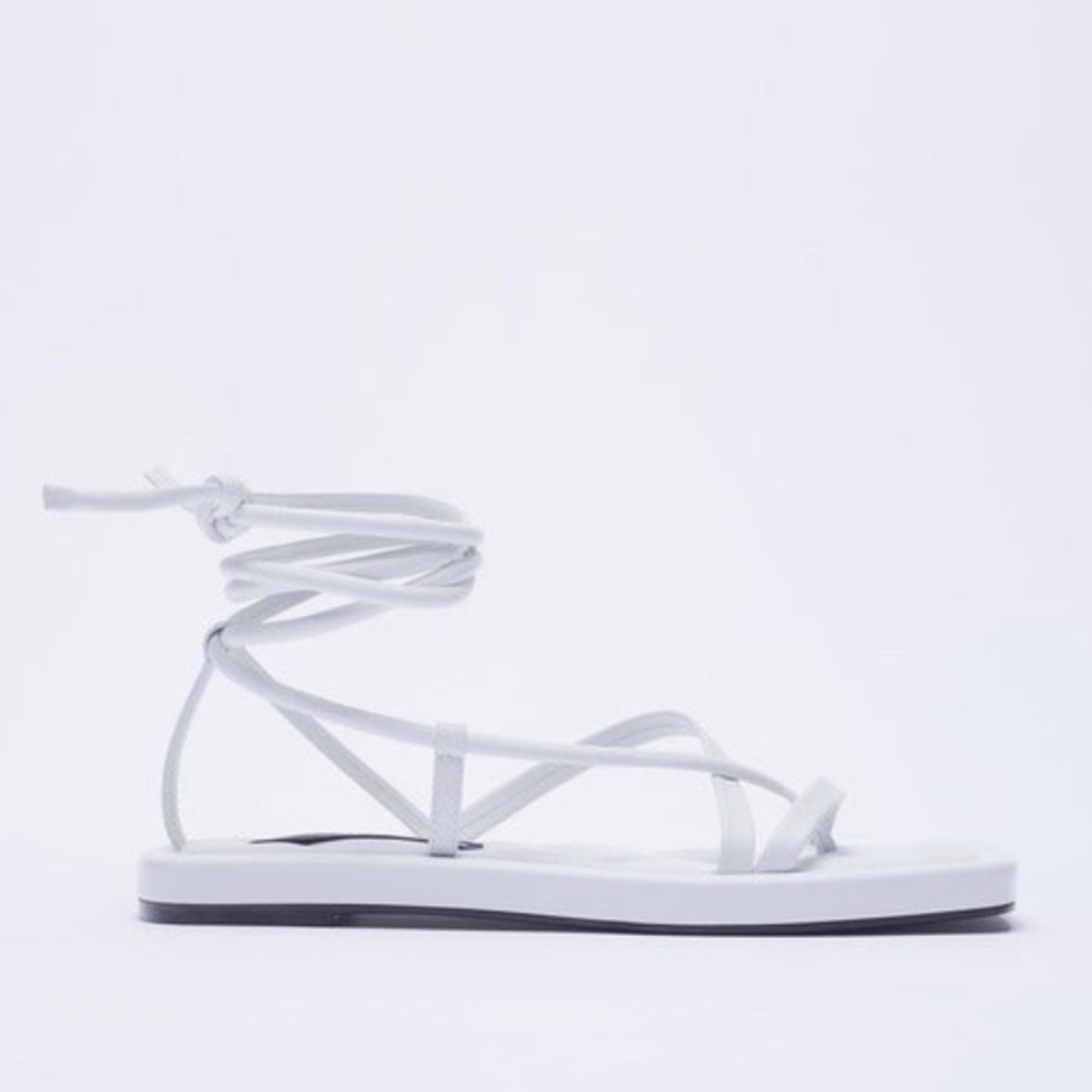 ZARA White Leather Sandals size 40